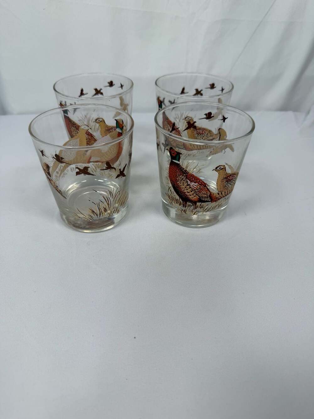 Vintage Libbey Pheasant Hunting Barware Juice Glasses Set of 4